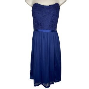 Women's 6/8 Strapless Support Blue Dress Lace Navy "Marina" David's Bridal